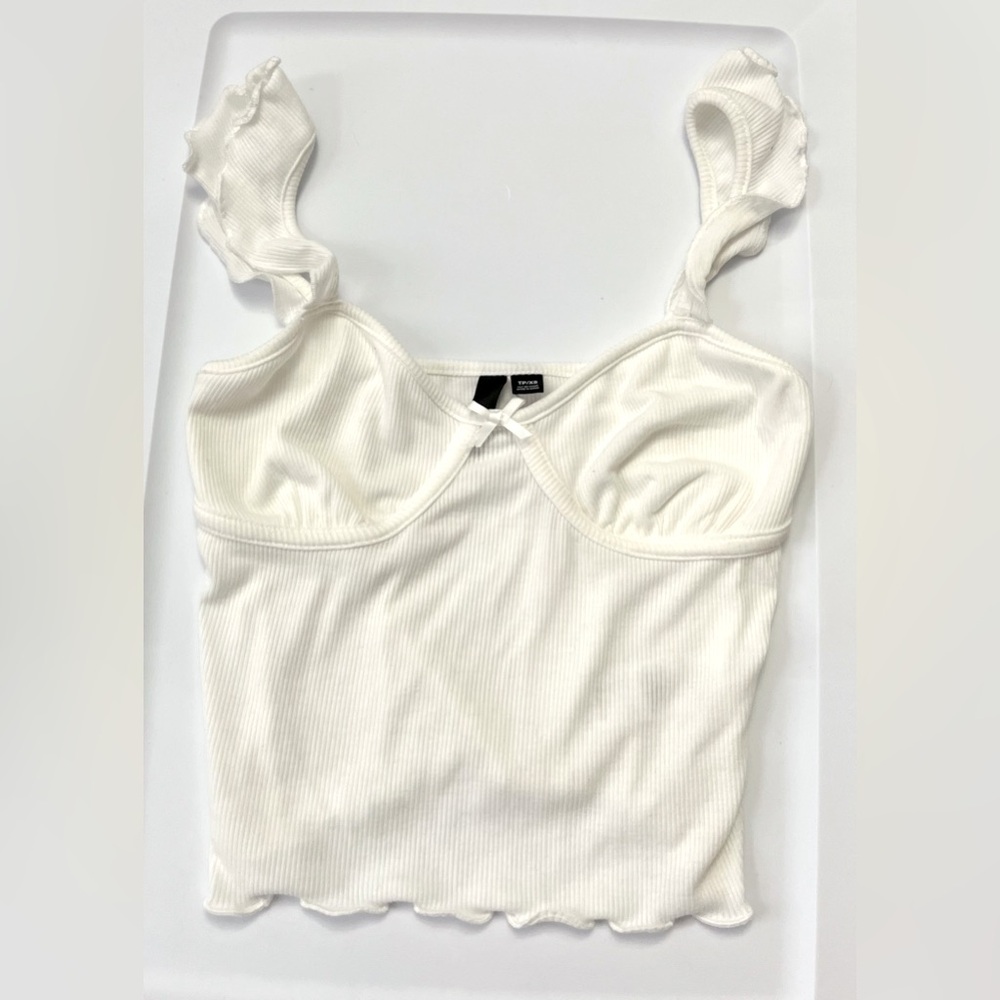 White Flutter Rib Garage Cami